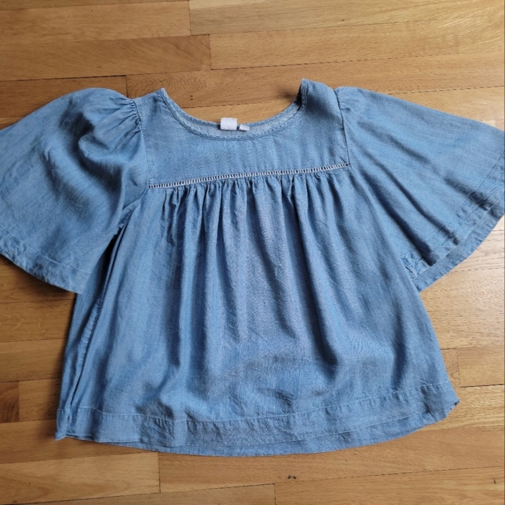 Gap Swingy Denim Top with Bell Sleeves